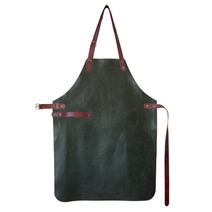 YAKO & CO Leather Chef Apron // Forest Green