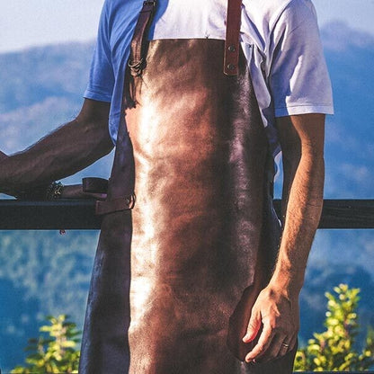 YAKO & CO Leather Chef Apron // Cognac