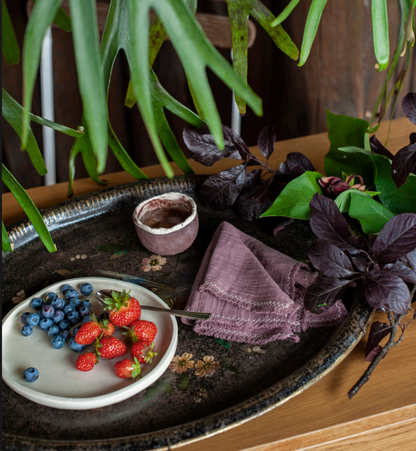 BICLA // Set of 2 Napkins Plum With Sand Branch